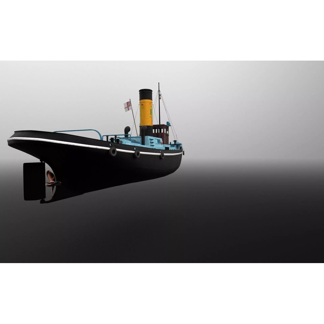 Tugboat 3D Model – Low Poly Historic Vessel with Textures - View 5