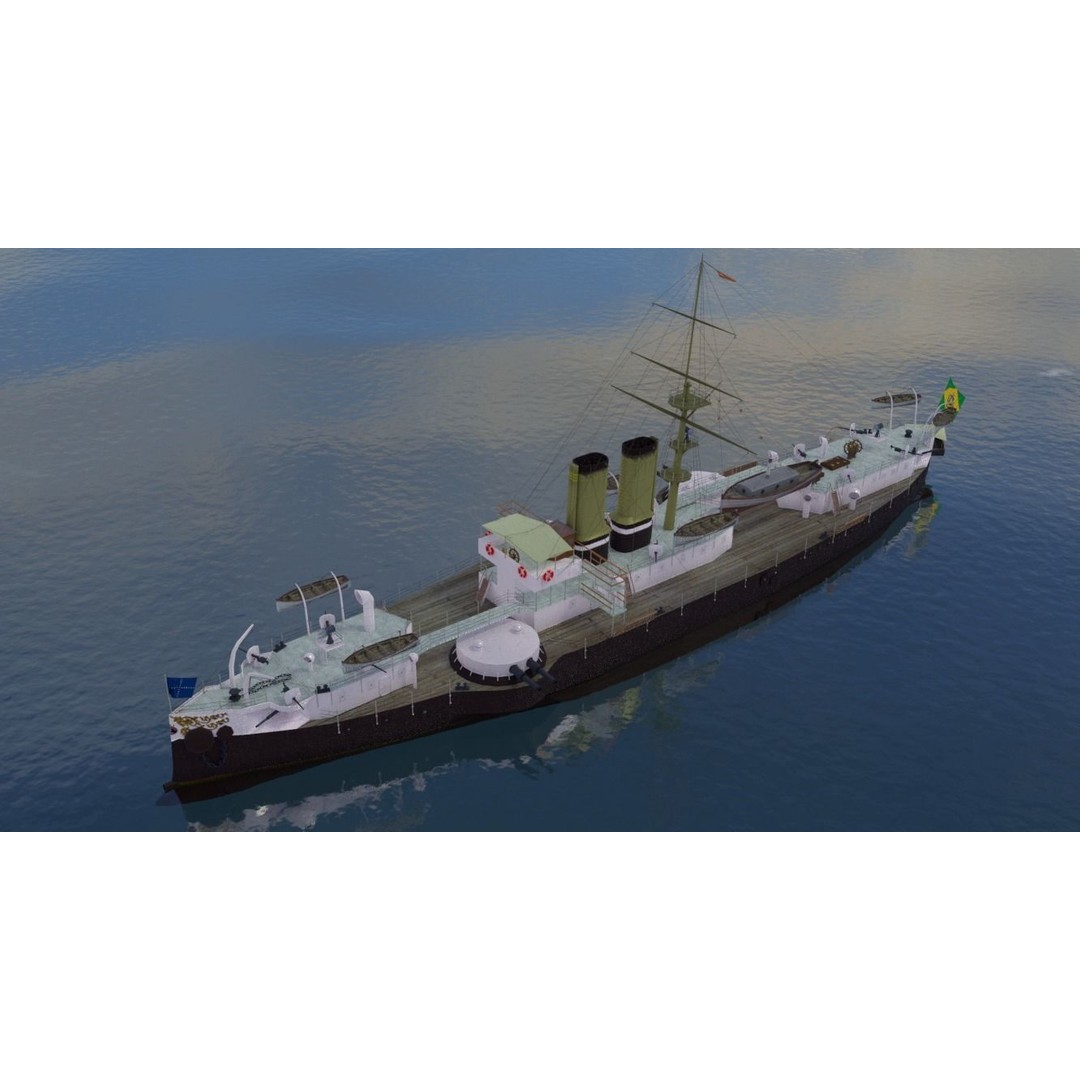 Battleship Riachuelo 3D Model – Low Poly Military Vessel, PBR Textures - View 10
