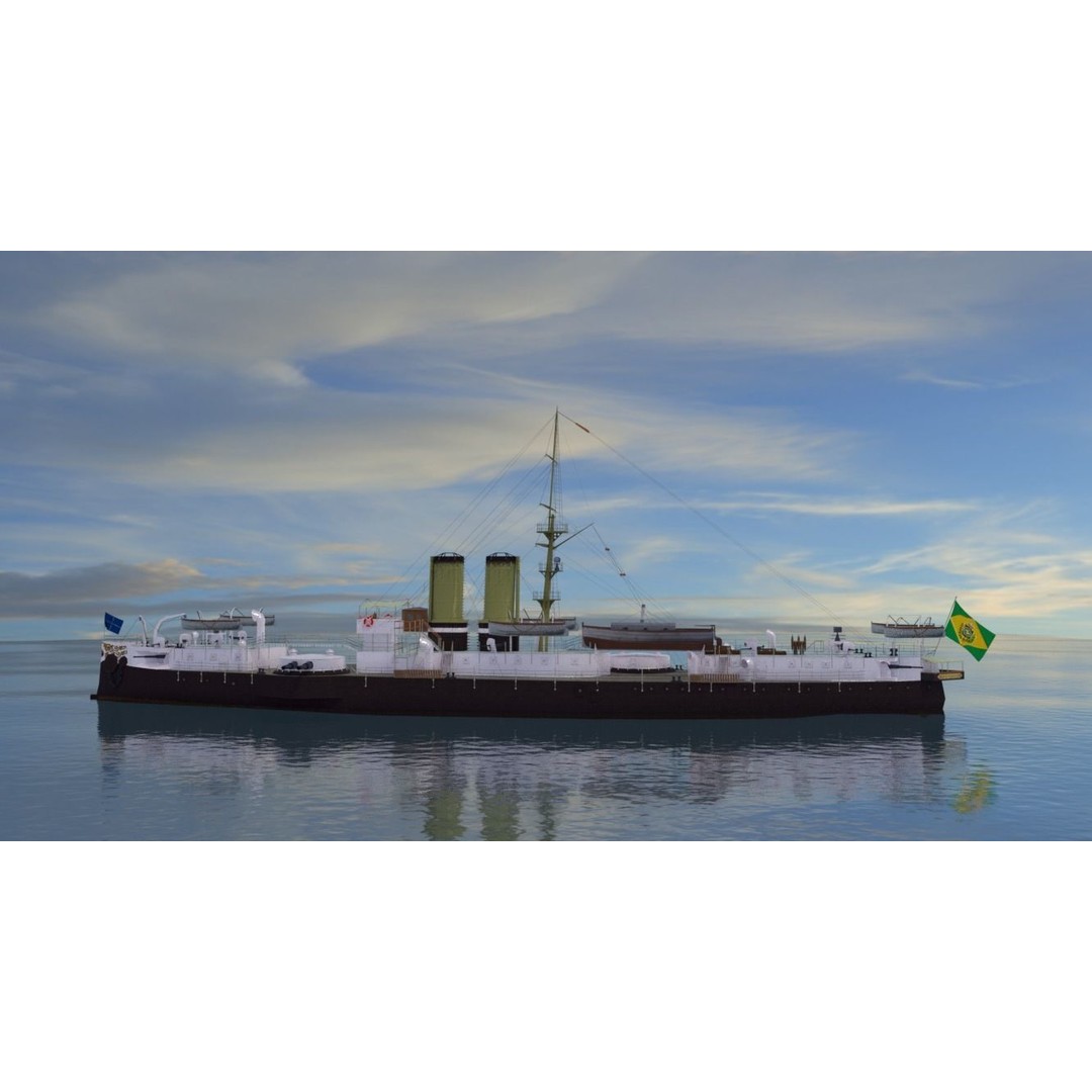 Battleship Riachuelo 3D Model – Low Poly Military Vessel, PBR Textures - View 11