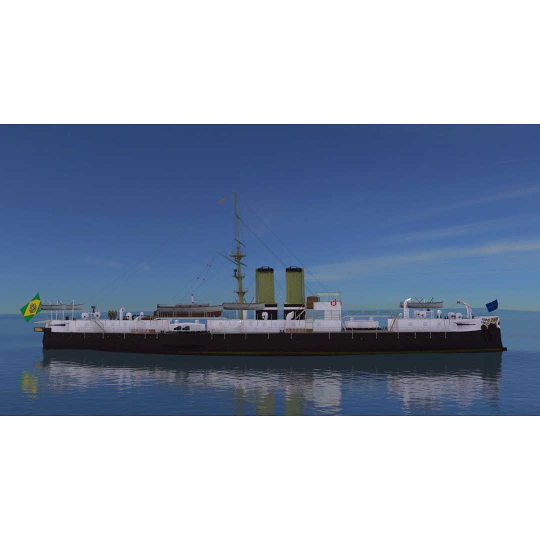 Battleship Riachuelo 3D Model – Low Poly Military Vessel, PBR Textures - View 12