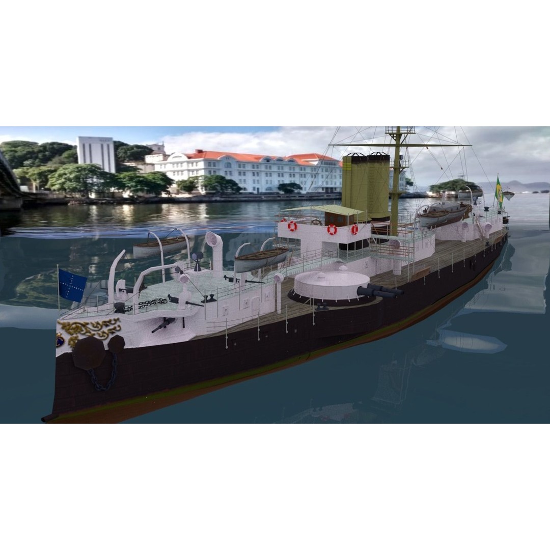 Battleship Riachuelo 3D Model – Low Poly Military Vessel, PBR Textures - View 13