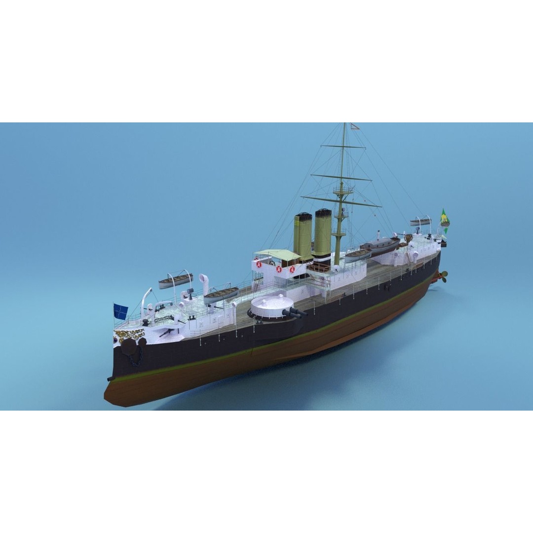 Battleship Riachuelo 3D Model – Low Poly Military Vessel, PBR Textures - View 14