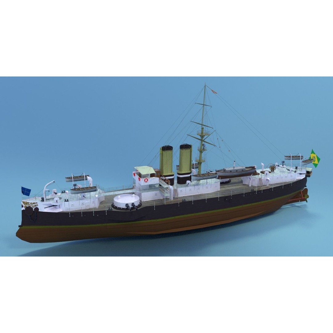 Battleship Riachuelo 3D Model – Low Poly Military Vessel, PBR Textures - View 15