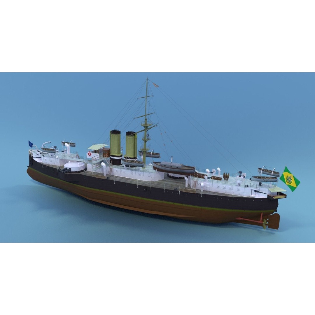 Battleship Riachuelo 3D Model – Low Poly Military Vessel, PBR Textures - View 16