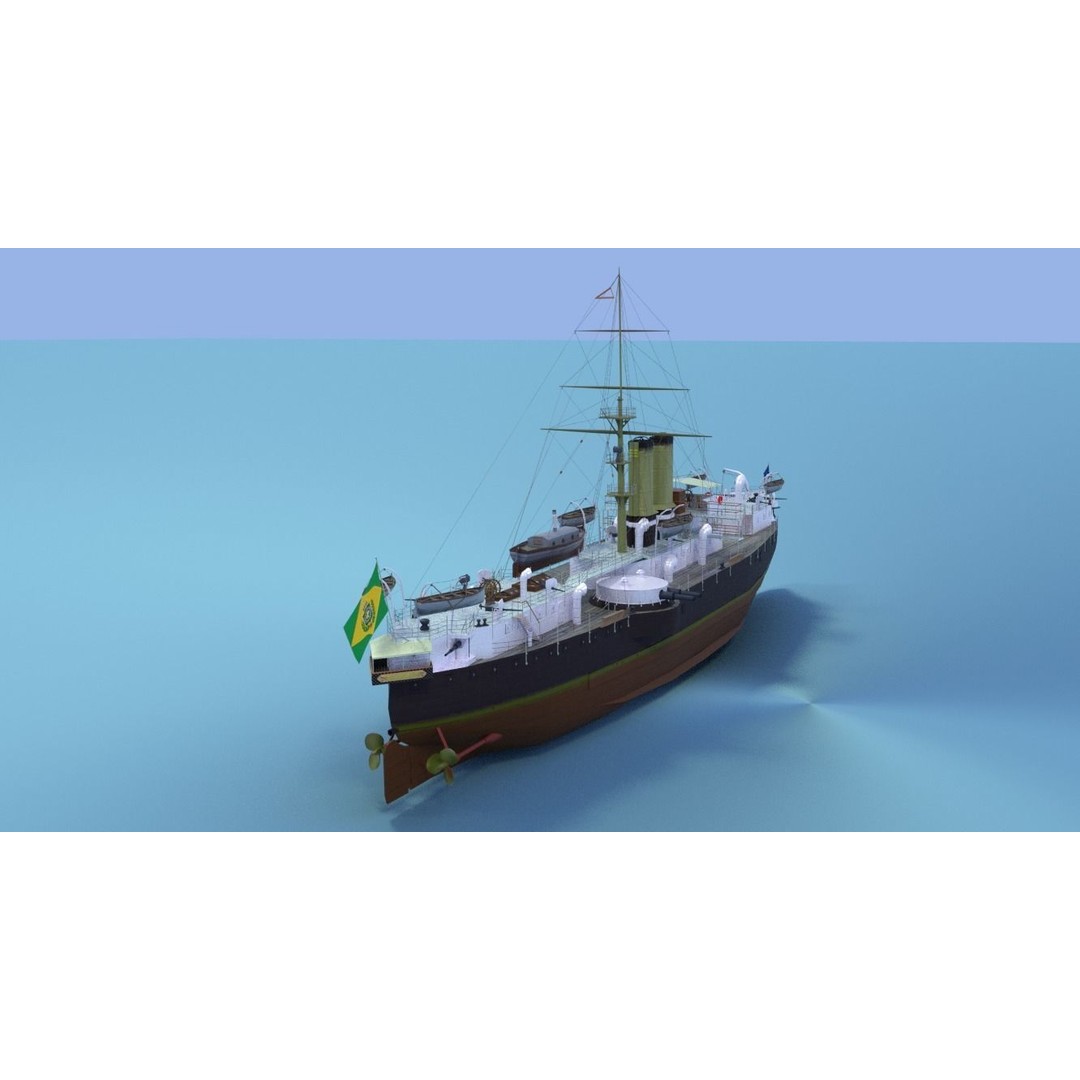Battleship Riachuelo 3D Model – Low Poly Military Vessel, PBR Textures - View 18
