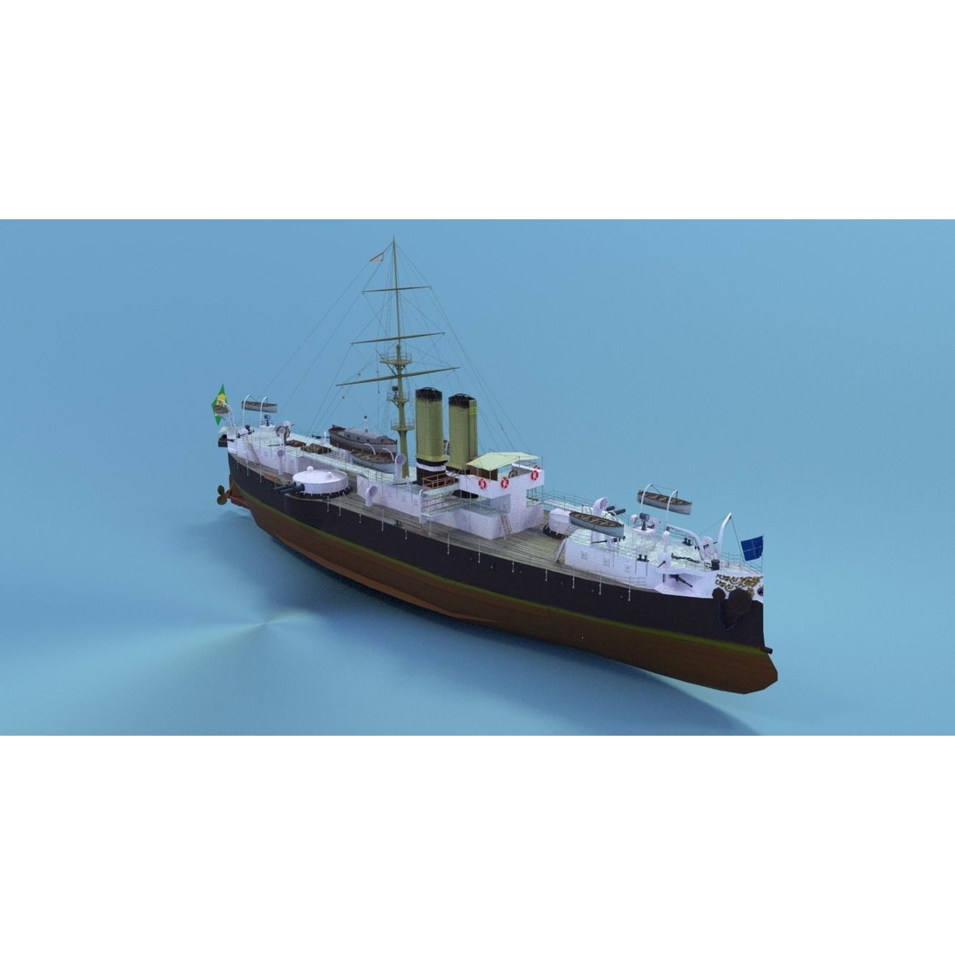 Battleship Riachuelo 3D Model – Low Poly Military Vessel, PBR Textures - View 20