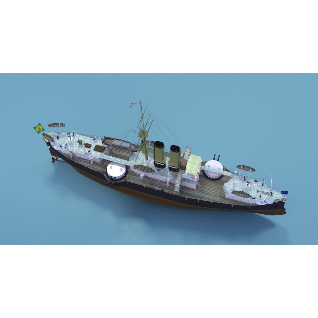 Battleship Riachuelo 3D Model – Low Poly Military Vessel, PBR Textures - View 21