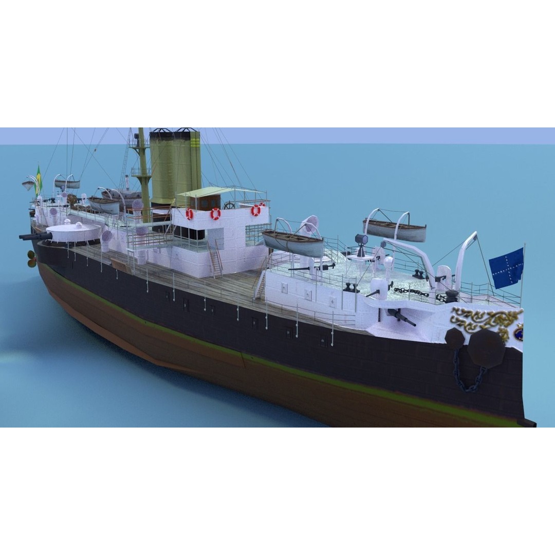 Battleship Riachuelo 3D Model – Low Poly Military Vessel, PBR Textures - View 22