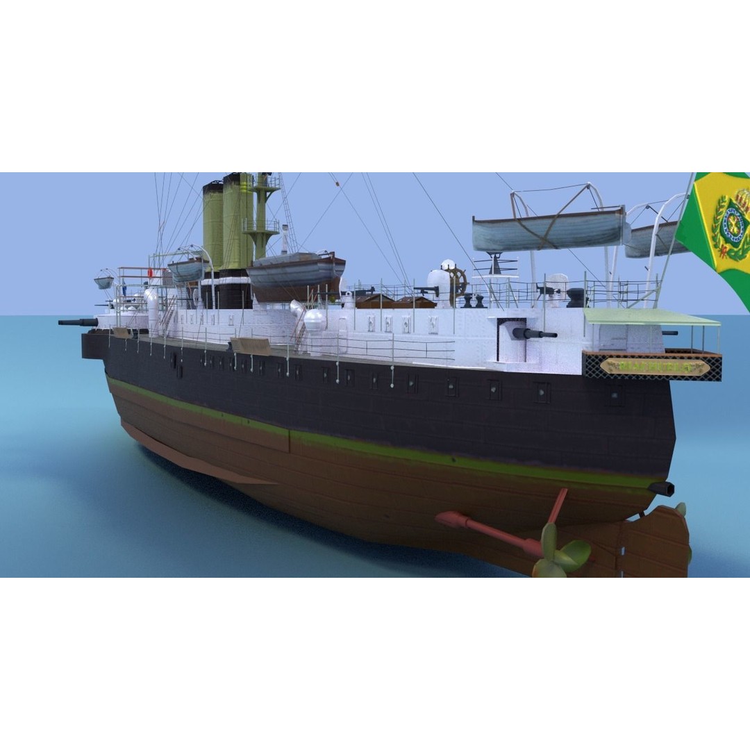 Battleship Riachuelo 3D Model – Low Poly Military Vessel, PBR Textures - View 23