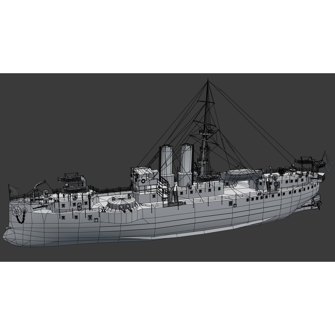 Battleship Riachuelo 3D Model – Low Poly Military Vessel, PBR Textures - View 25