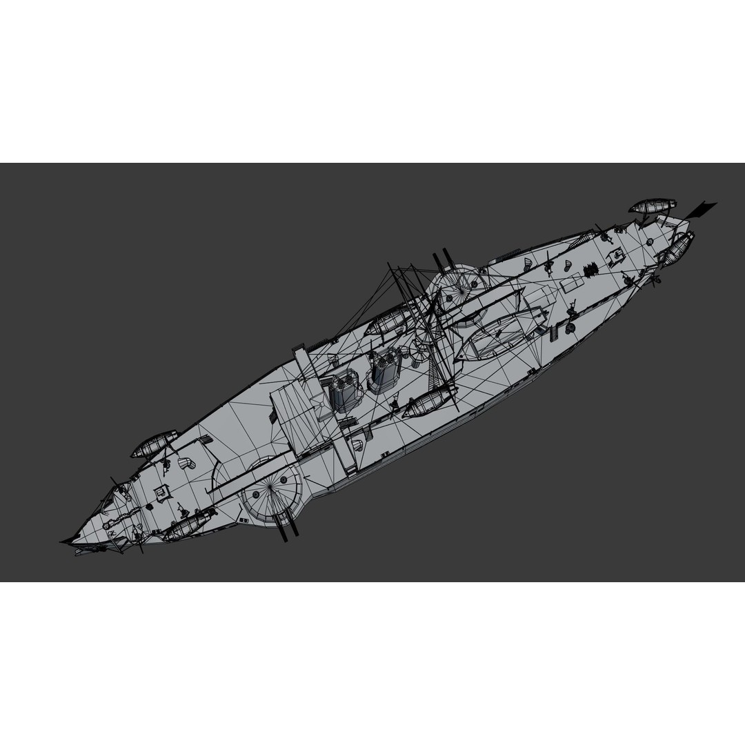 Battleship Riachuelo 3D Model – Low Poly Military Vessel, PBR Textures - View 26