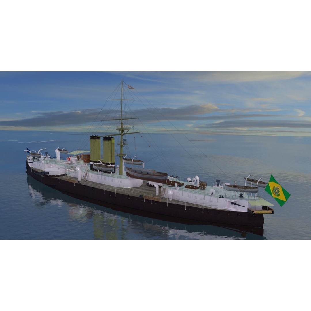 Battleship Riachuelo 3D Model – Low Poly Military Vessel, PBR Textures - View 3