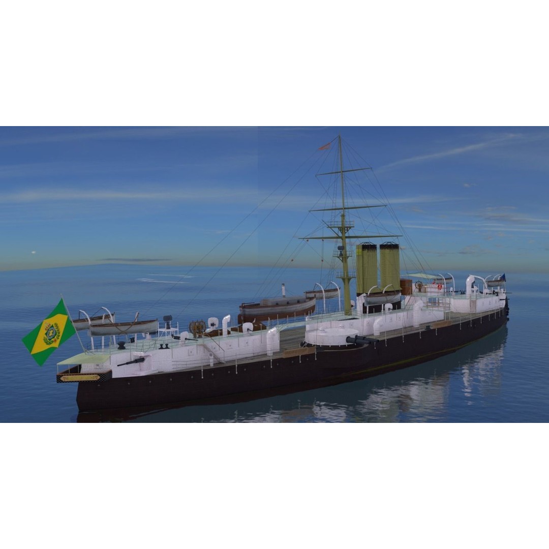 Battleship Riachuelo 3D Model – Low Poly Military Vessel, PBR Textures - View 4