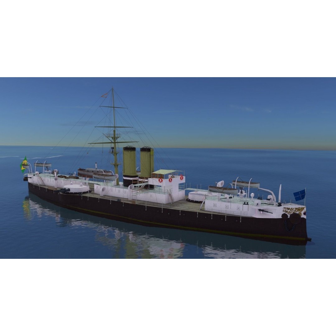 Battleship Riachuelo 3D Model – Low Poly Military Vessel, PBR Textures - View 5