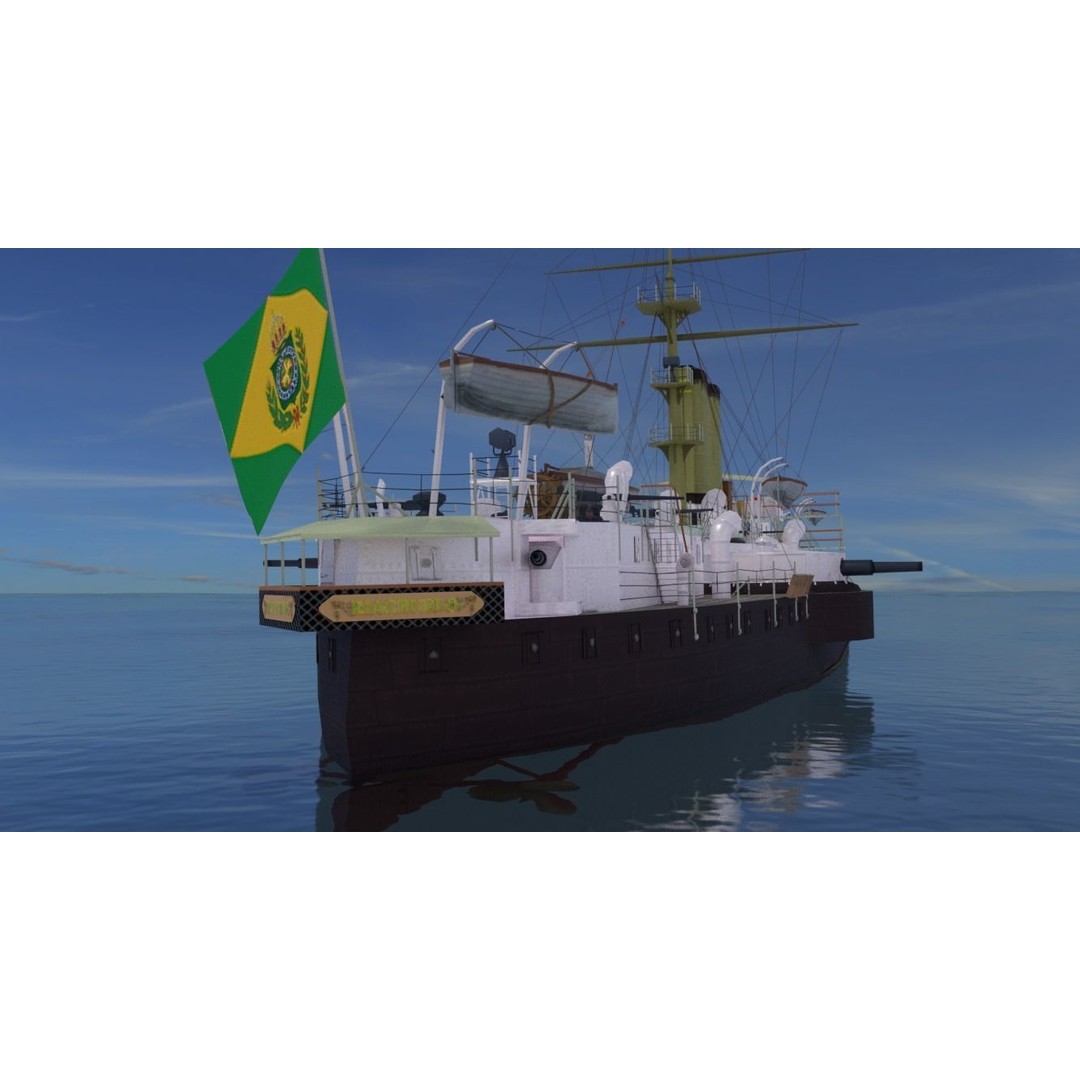 Battleship Riachuelo 3D Model – Low Poly Military Vessel, PBR Textures - View 7