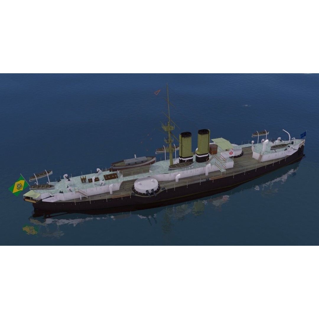 Battleship Riachuelo 3D Model – Low Poly Military Vessel, PBR Textures - View 9