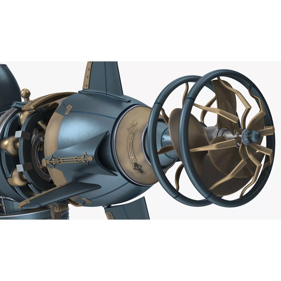 Steampunk Submarine 3D Model – High Poly PBR Asset, FBX, OBJ - View 21