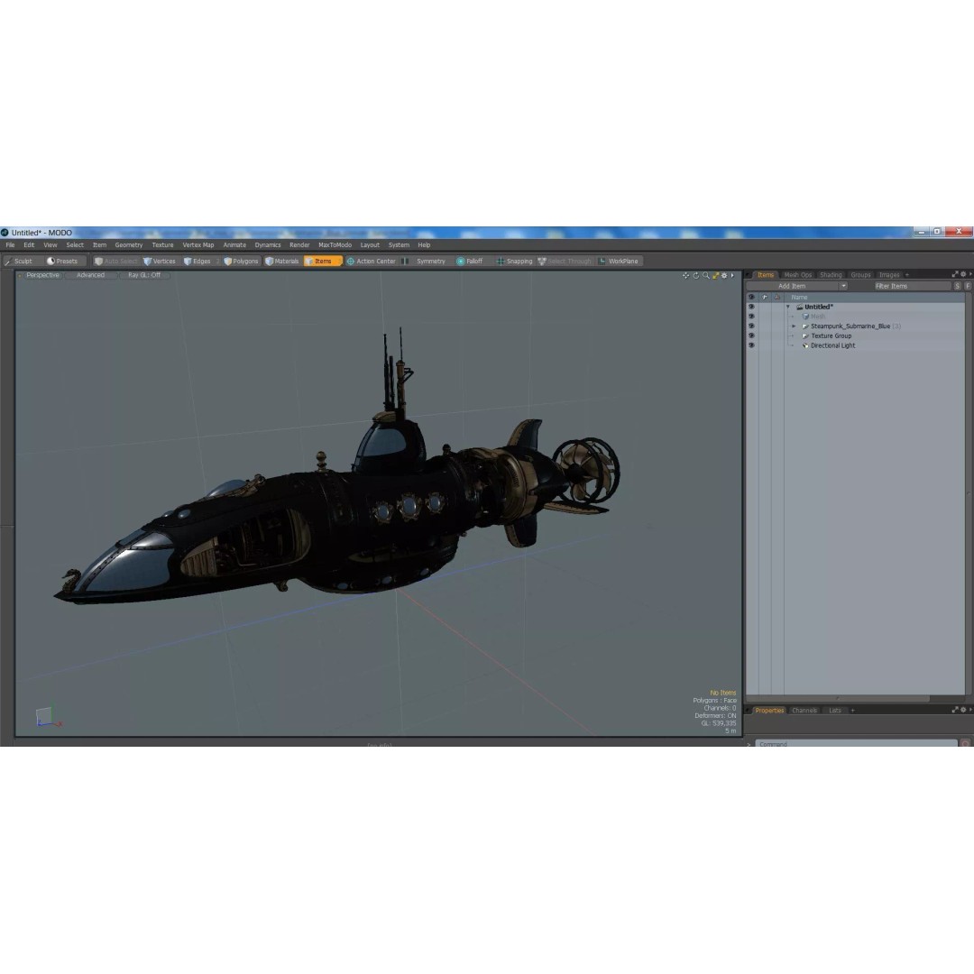 Steampunk Submarine 3D Model – High Poly PBR Asset, FBX, OBJ - View 30