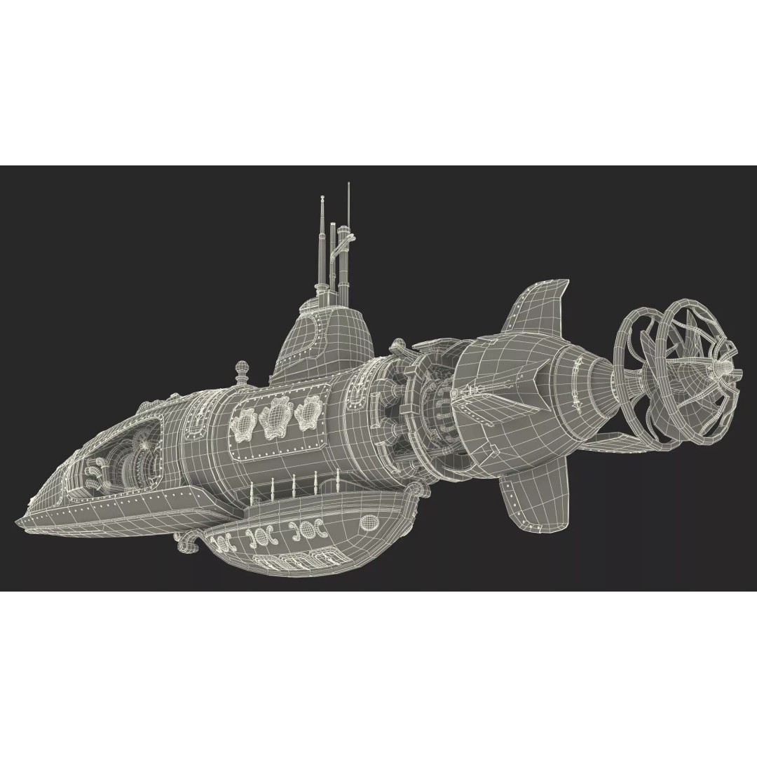 Steampunk Submarine 3D Model – High Poly PBR Asset, FBX, OBJ - View 33