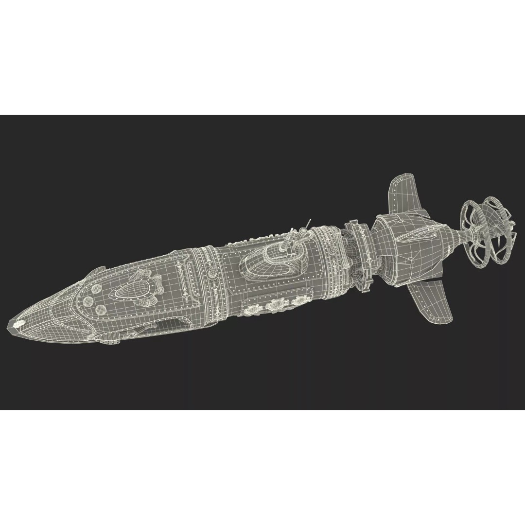 Steampunk Submarine 3D Model – High Poly PBR Asset, FBX, OBJ - View 35