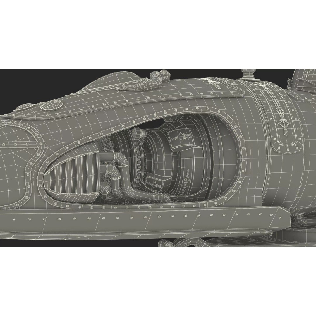 Steampunk Submarine 3D Model – High Poly PBR Asset, FBX, OBJ - View 38