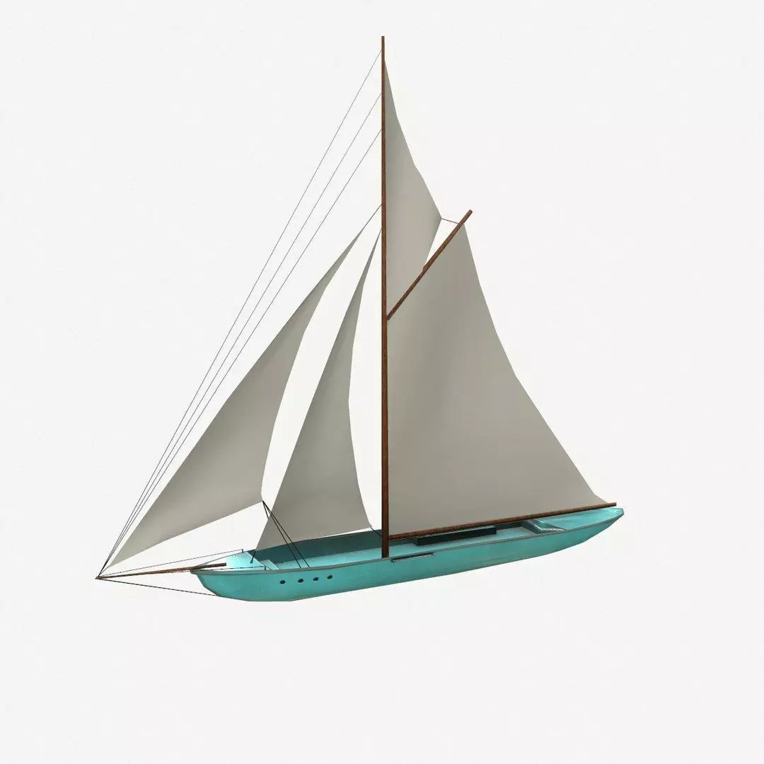 Sailboat 3D Model – Low Poly PBR Game Asset, FBX, OBJ - View 2