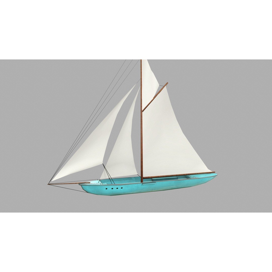 Sailboat 3D Model – Low Poly PBR Game Asset, FBX, OBJ - View 3