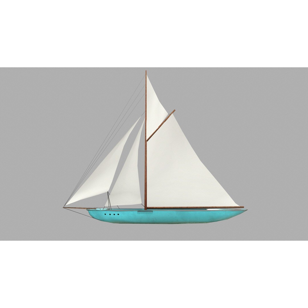 Sailboat 3D Model – Low Poly PBR Game Asset, FBX, OBJ - View 4