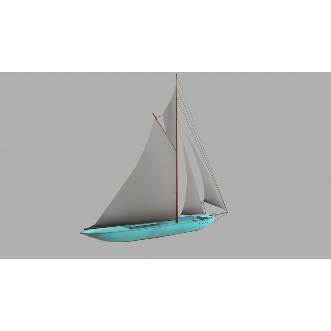 Sailboat 3D Model – Low Poly PBR Game Asset, FBX, OBJ - View 6