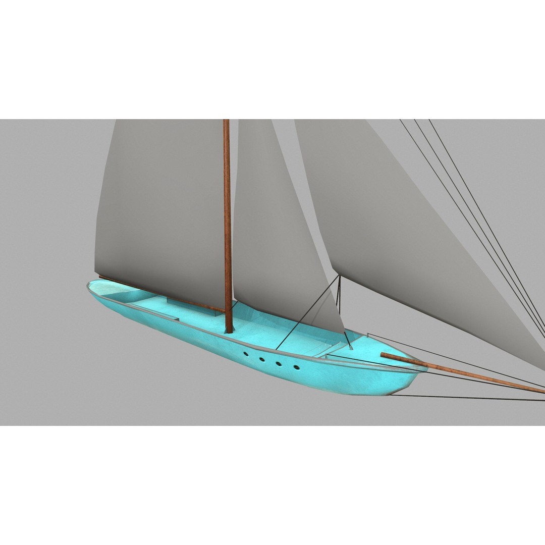 Sailboat 3D Model – Low Poly PBR Game Asset, FBX, OBJ - View 7