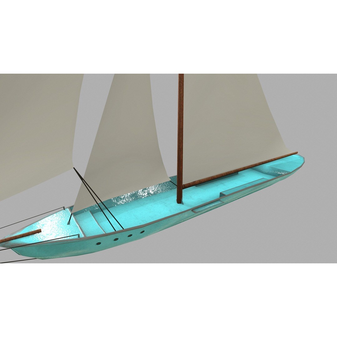 Sailboat 3D Model – Low Poly PBR Game Asset, FBX, OBJ - View 8