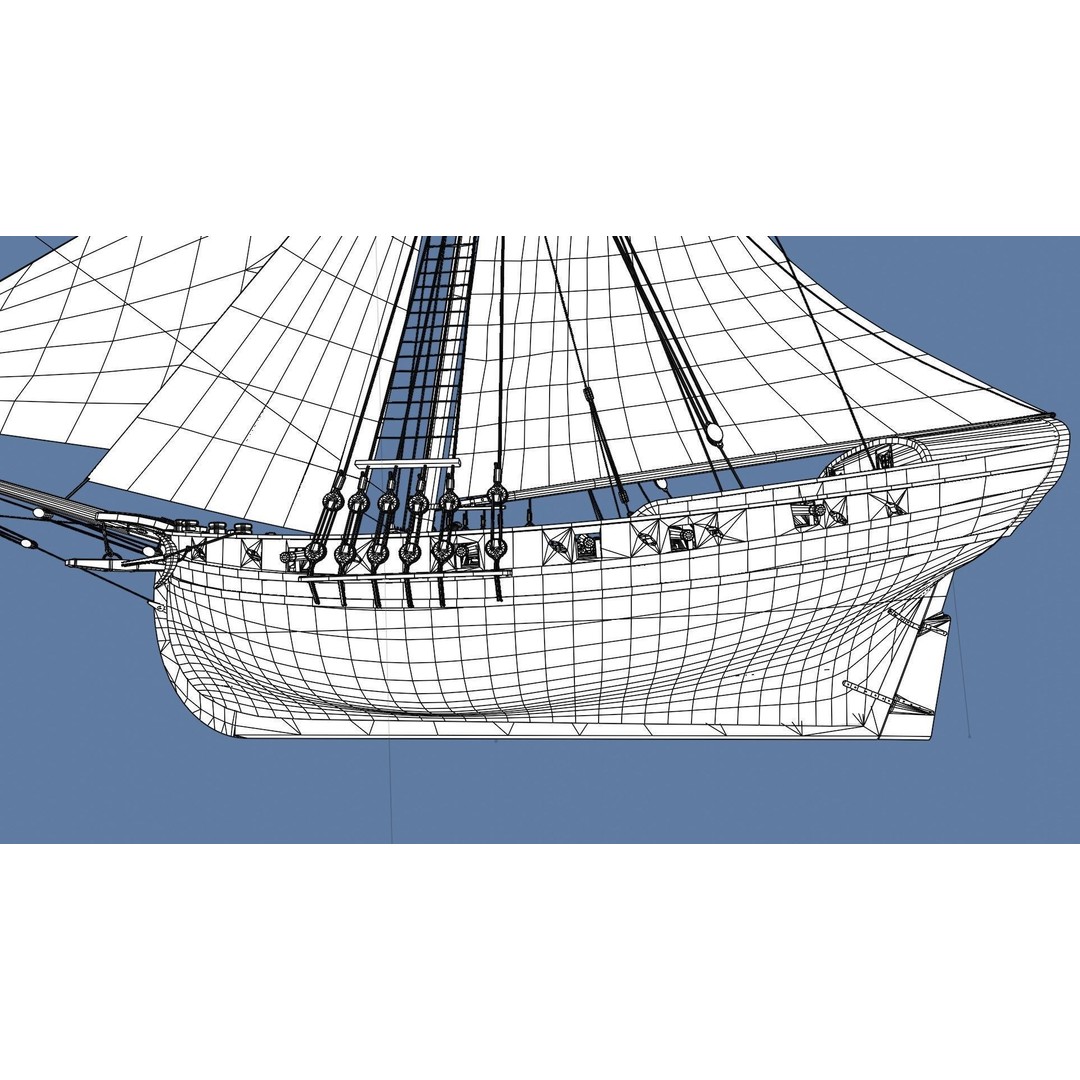 British Sloop Mediator 3D Model – Low Poly Historic Vessel, Blender