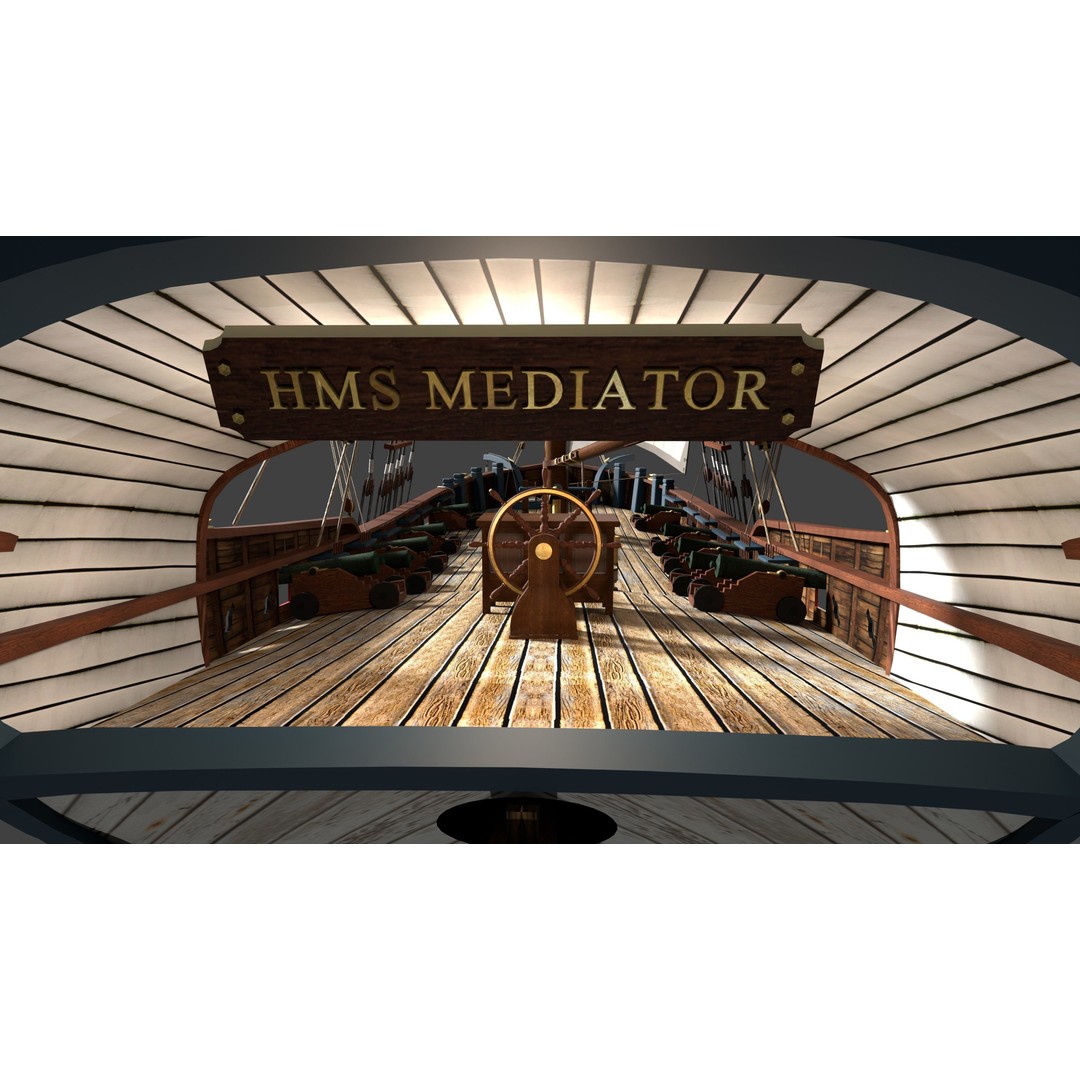 British Sloop Mediator 3D Model – Low Poly Historic Vessel, Blender - View 11