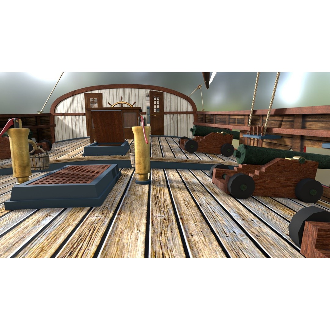 British Sloop Mediator 3D Model – Low Poly Historic Vessel, Blender - View 13