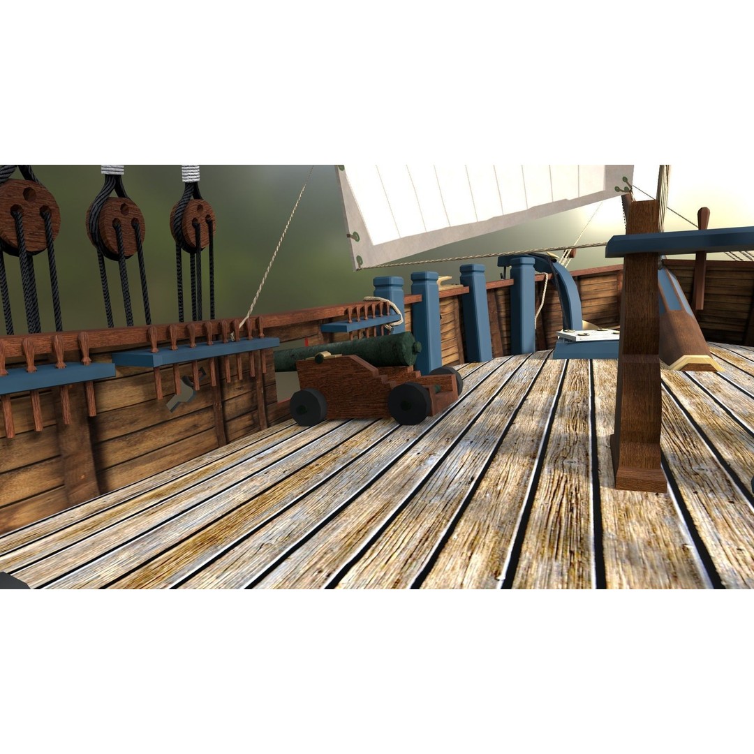 British Sloop Mediator 3D Model – Low Poly Historic Vessel, Blender - View 14
