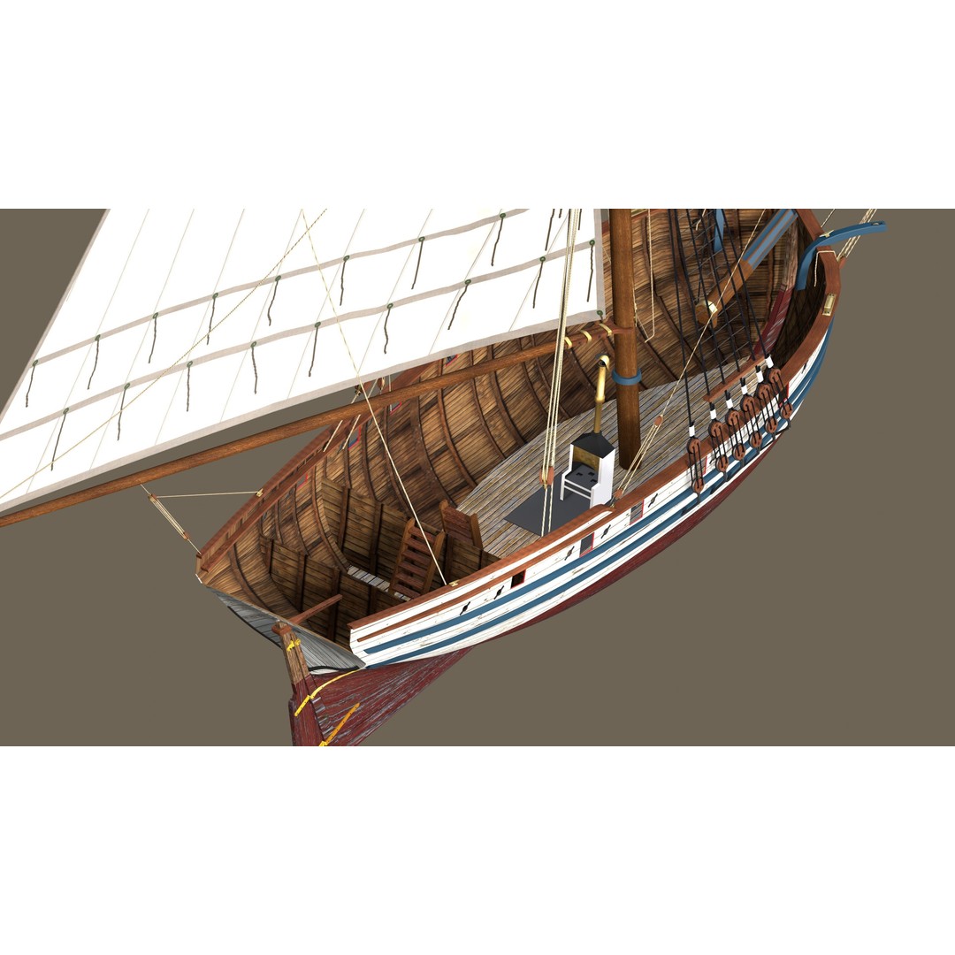 British Sloop Mediator 3D Model – Low Poly Historic Vessel, Blender - View 16