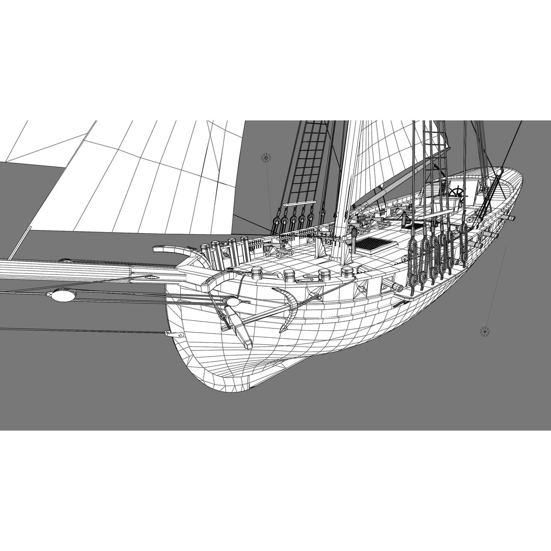 British Sloop Mediator 3D Model – Low Poly Historic Vessel, Blender - View 19
