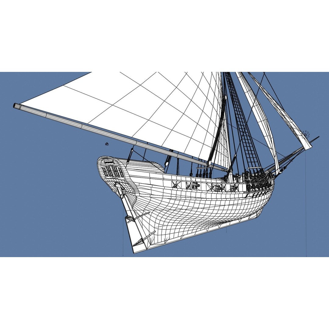 British Sloop Mediator 3D Model – Low Poly Historic Vessel, Blender - View 21