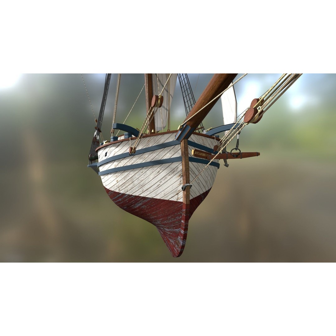 British Sloop Mediator 3D Model – Low Poly Historic Vessel, Blender - View 7