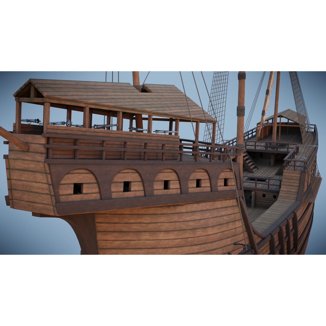 Peter von Danzig 3D Model – Low Poly Historic Ship, FBX, PBR