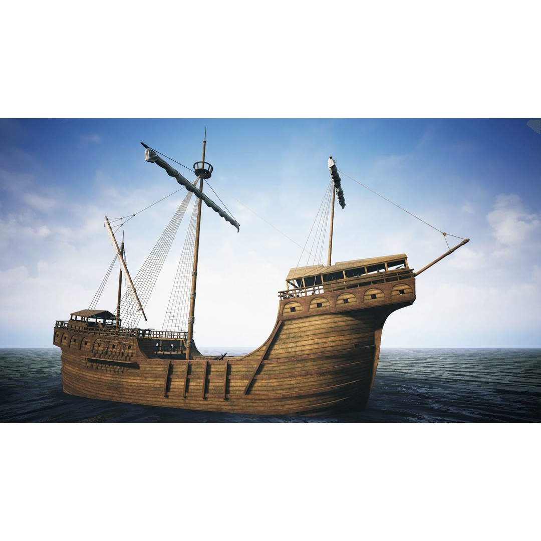 Peter von Danzig 3D Model – Low Poly Historic Ship, FBX, PBR - View 12