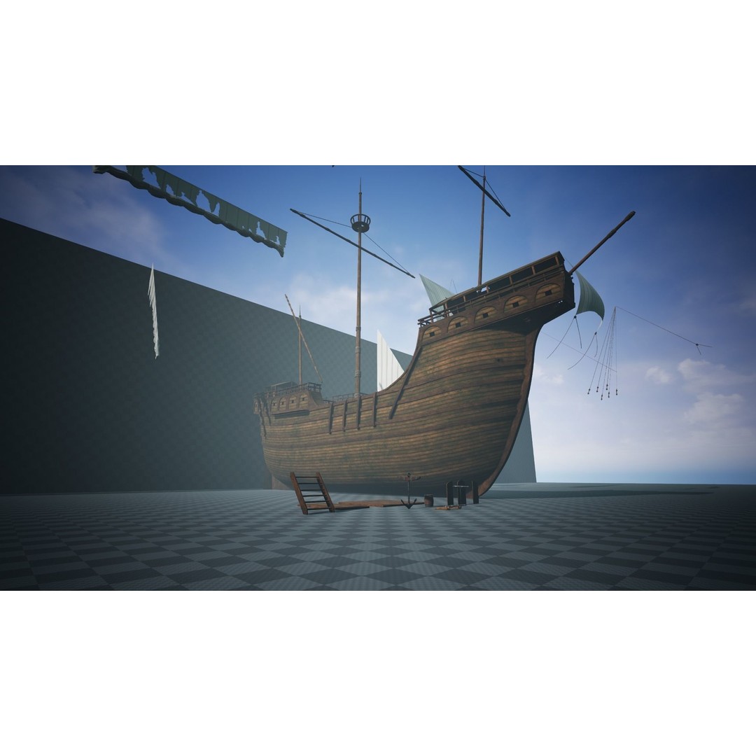 Peter von Danzig 3D Model – Low Poly Historic Ship, FBX, PBR - View 21