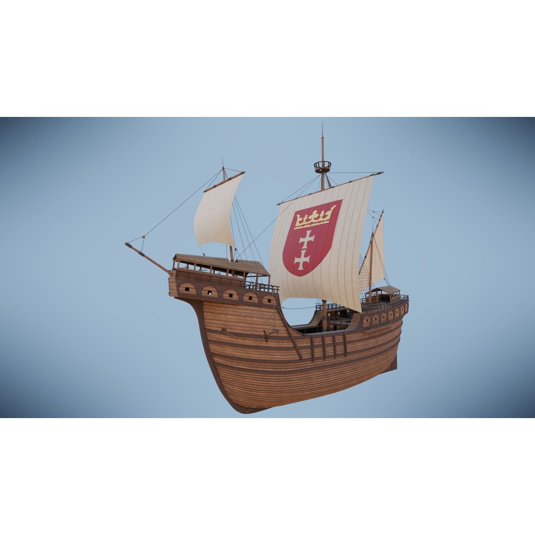 Peter von Danzig 3D Model – Low Poly Historic Ship, FBX, PBR - View 23