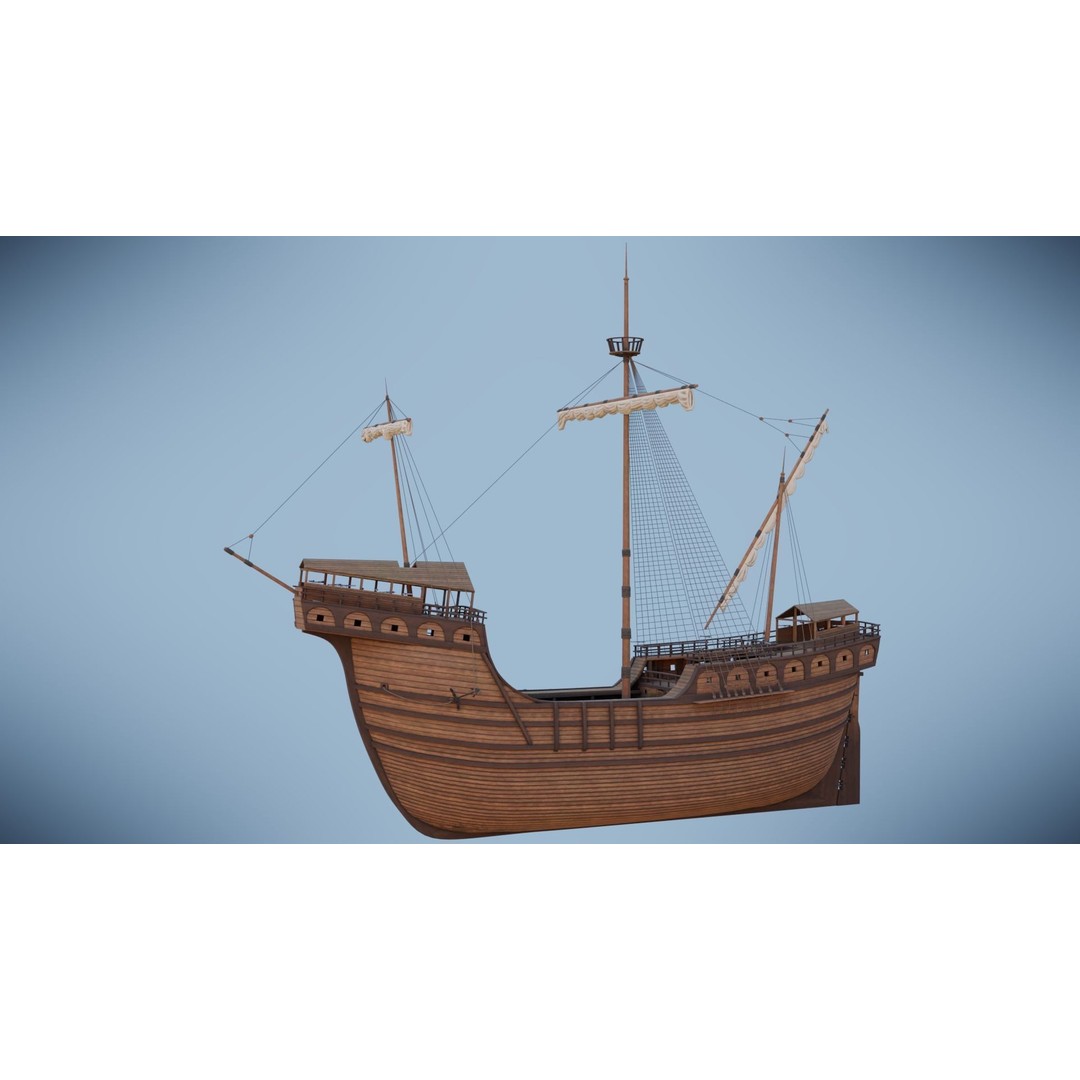 Peter von Danzig 3D Model – Low Poly Historic Ship, FBX, PBR - View 24
