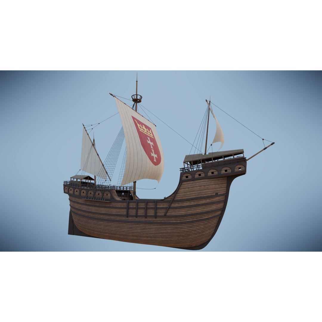 Peter von Danzig 3D Model – Low Poly Historic Ship, FBX, PBR - View 25