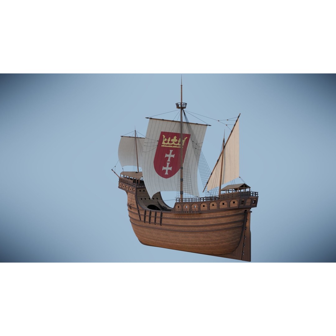 Peter von Danzig 3D Model – Low Poly Historic Ship, FBX, PBR - View 26
