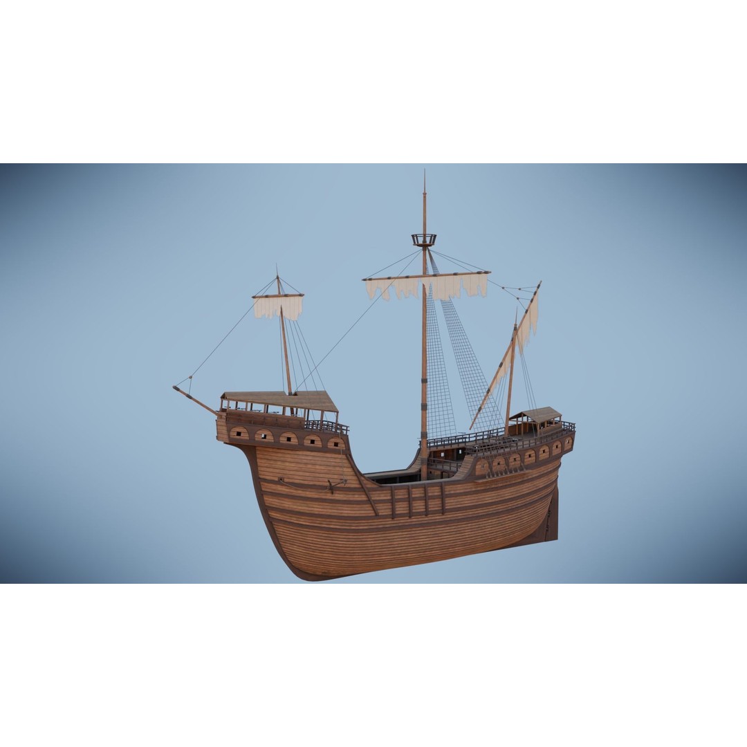 Peter von Danzig 3D Model – Low Poly Historic Ship, FBX, PBR - View 28