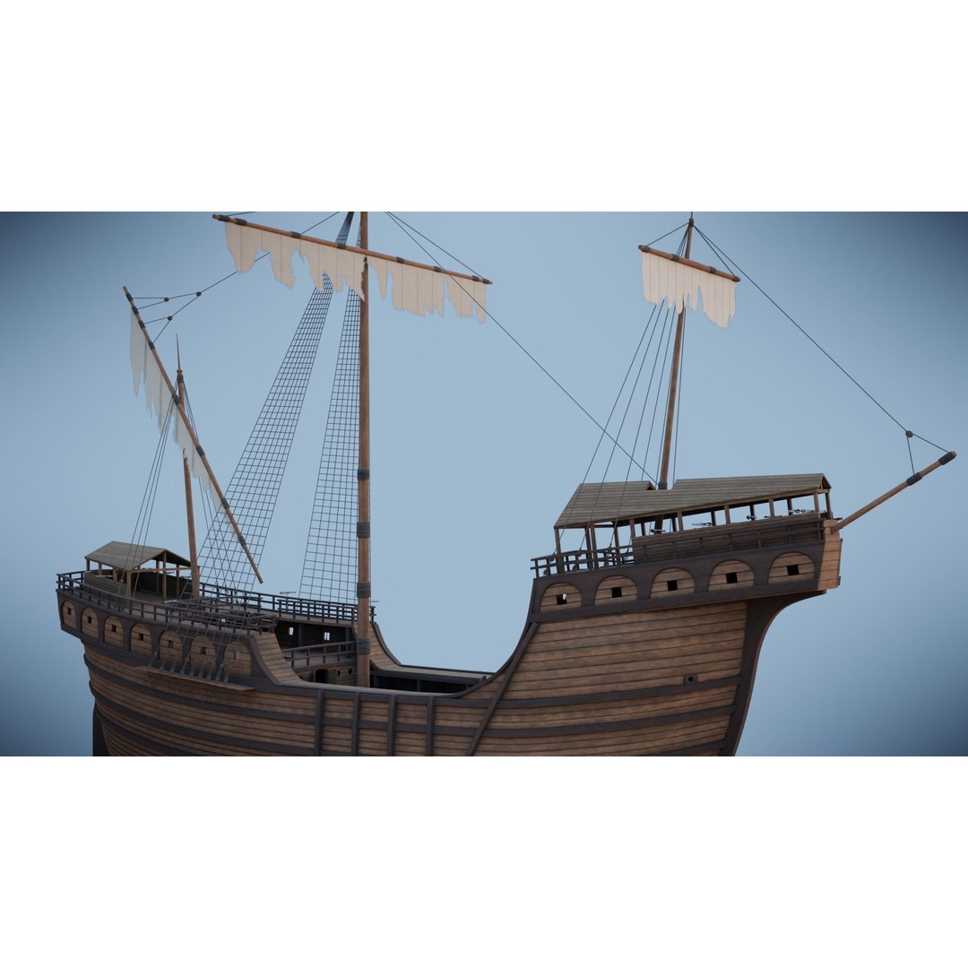Peter von Danzig 3D Model – Low Poly Historic Ship, FBX, PBR - View 30
