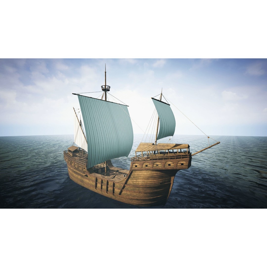 Peter von Danzig 3D Model – Low Poly Historic Ship, FBX, PBR - View 6