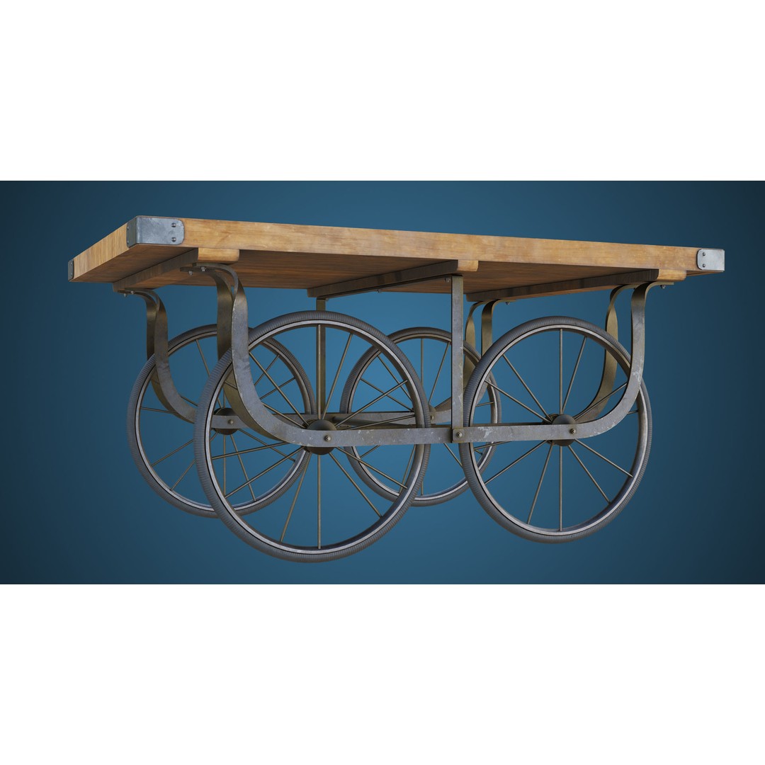 Wooden Vendor Cart 3D Model – Low-Poly Game Asset, FBX, PBR Textures - View 11